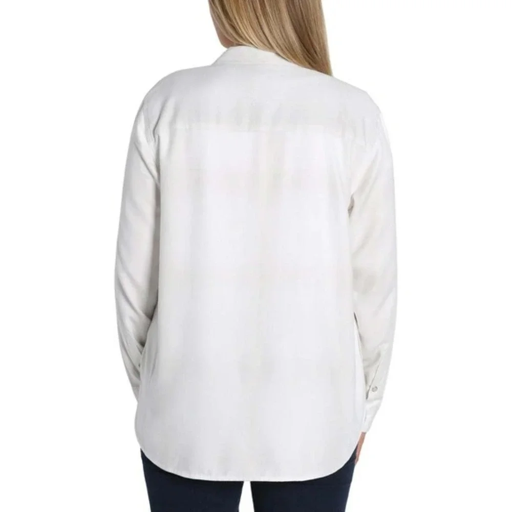 Women's Jachs Girlfriend Super Soft Feel Flannel Shirt Off-White Large New! - Picture 3 of 3
